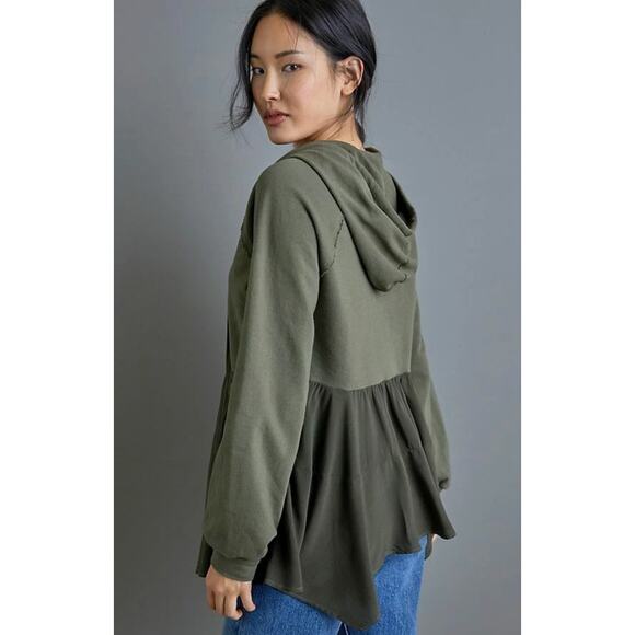 Anthropologie T.la Lavande Tunic Hoodie Zip Front Moss Green XS $128 - Picture 9 of 9